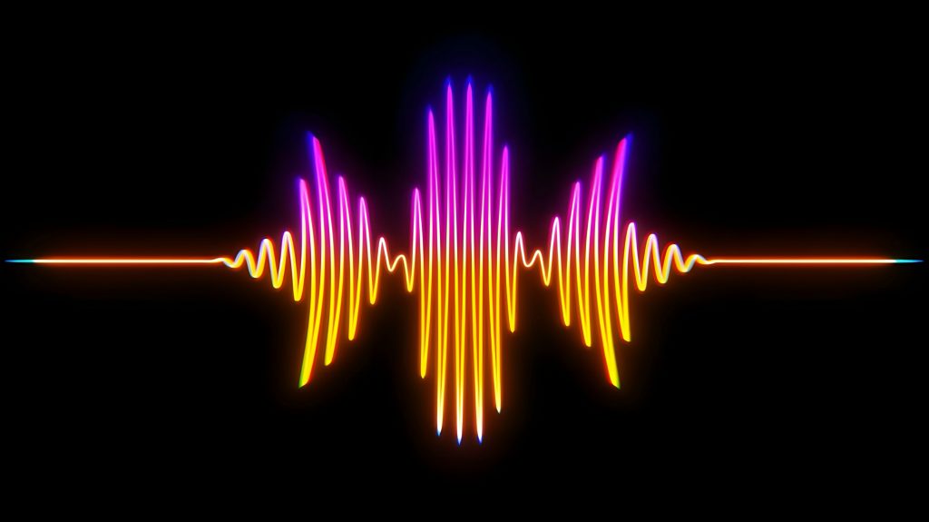 why sound effect meme - A colorful sound wave on a black background