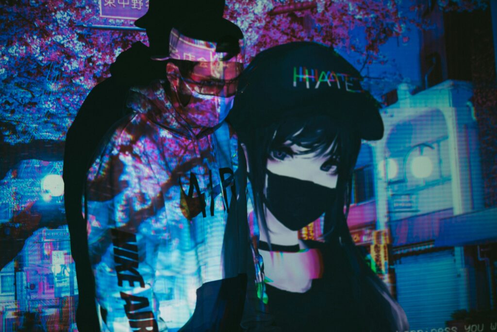 anime sounds for edit - man in black hoodie standing beside woman in white and black hijab